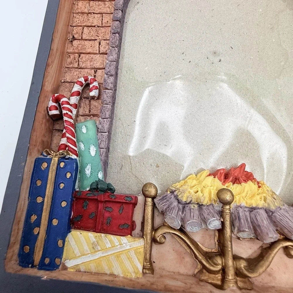 Christmas 3D Heavy Photo Picture Frame Resin Hold 4x6 Fireplace Santa Toy Decor